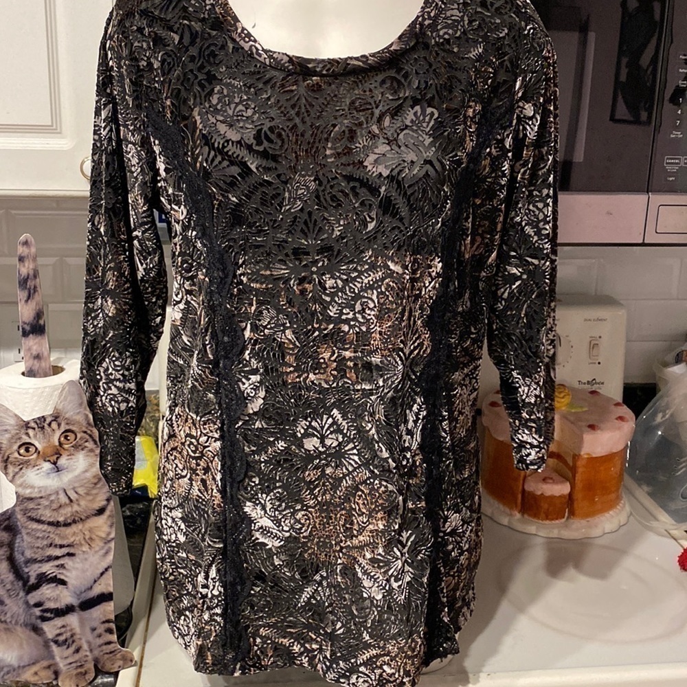 M womens Roz & Ali casual 3/4 sleeve stretch plus size top 1X